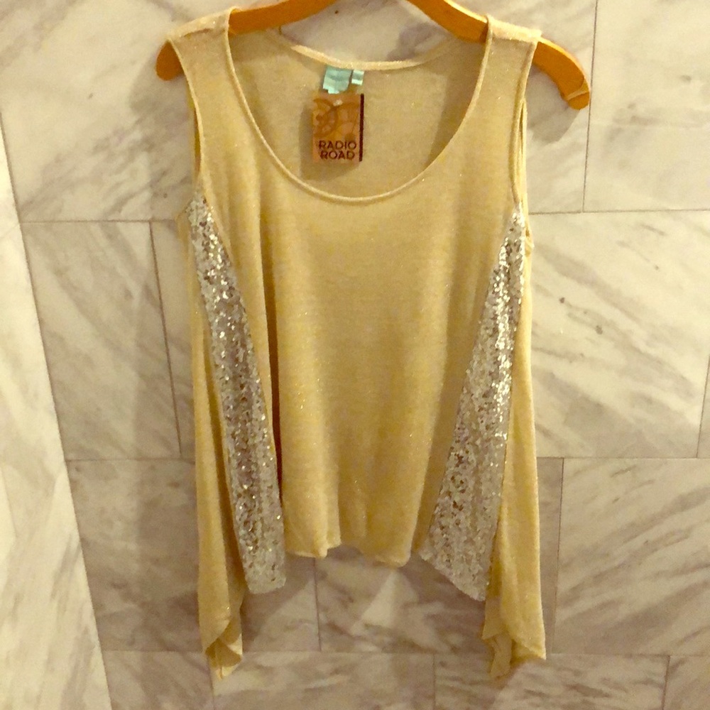 Gold knit sleeveless A-Line top